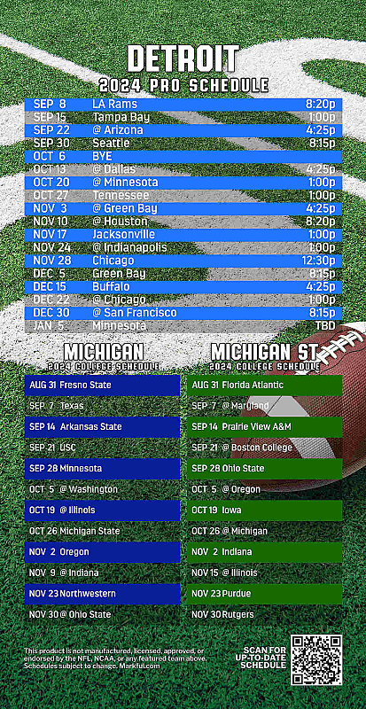 Picture of Lions/U of Michigan/Michigan St Peel & Stick QuickStix Football Magnet 2024
