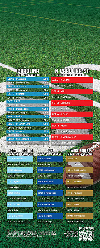 Picture of 2023 Peel & Stick QuickStix Football Magnet - Panthers/North Carolina St/U of North Carolina/Duke/Wake Forest