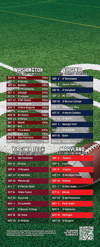 Picture of Washington Football/U of Virginia/Virginia Tech/U of Maryland Peel & Stick QuickStix Football Magnet 2024