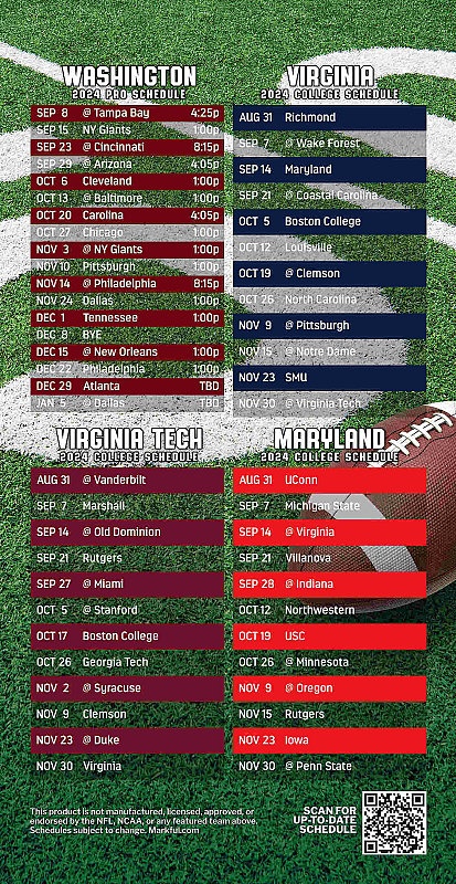 Picture of Washington Football/U of Virginia/Virginia Tech/U of Maryland Peel & Stick QuickStix Football Magnet 2024