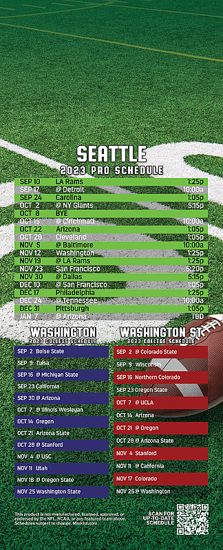Picture of 2023 Peel & Stick QuickStix Football Magnet - Seahawks/U of Washington/Washington St