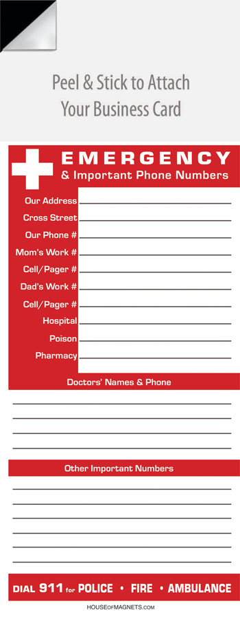 Picture of Emergency Phone Numbers SPECIAL 1000 Pack