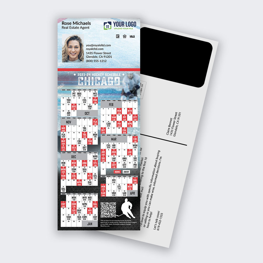 Picture of 2023-24 Custom PostCard Mailer Hockey Magnets - Chicago Blackhawks