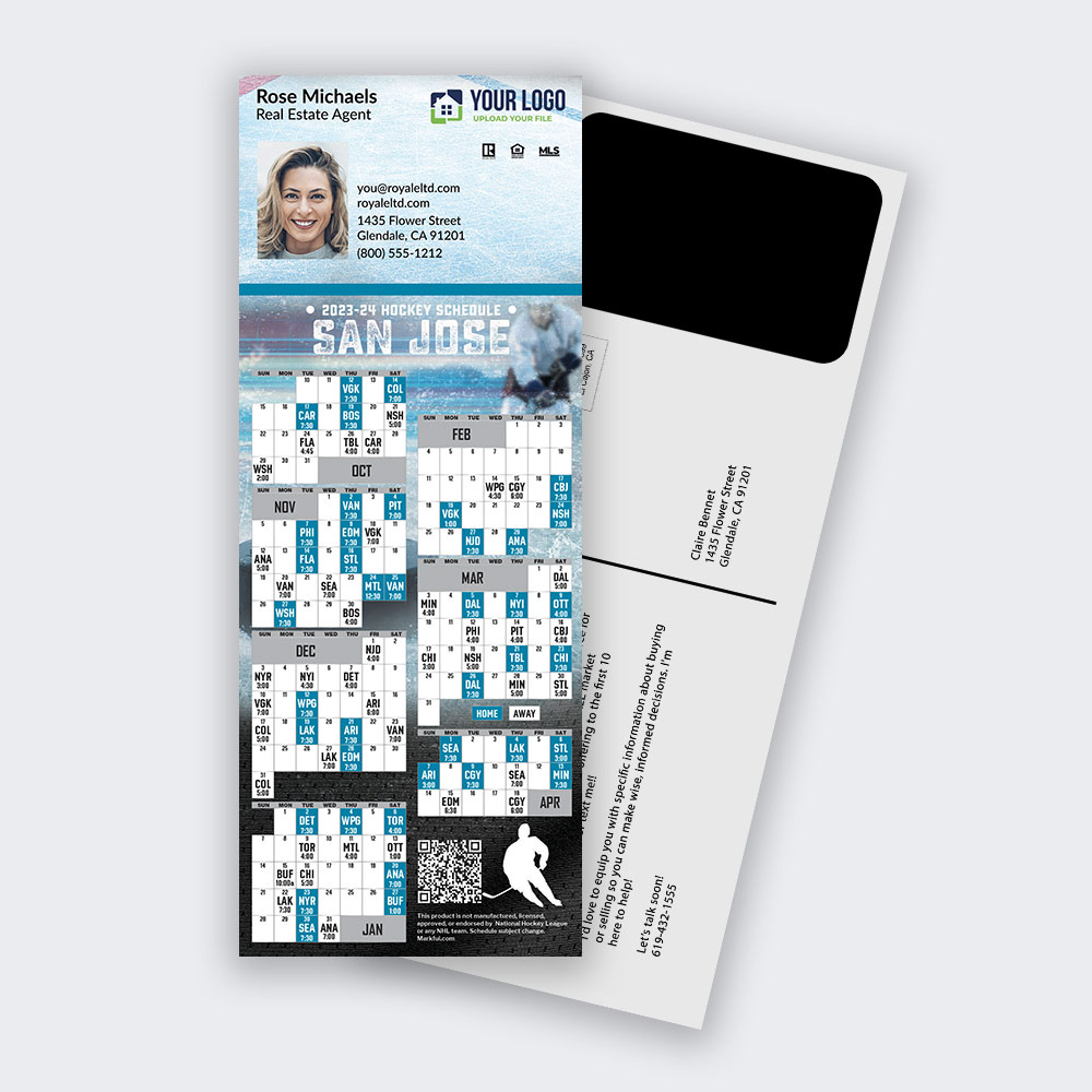 Picture of 2023-24 Custom PostCard Mailer Hockey Magnets - San Jose Sharks
