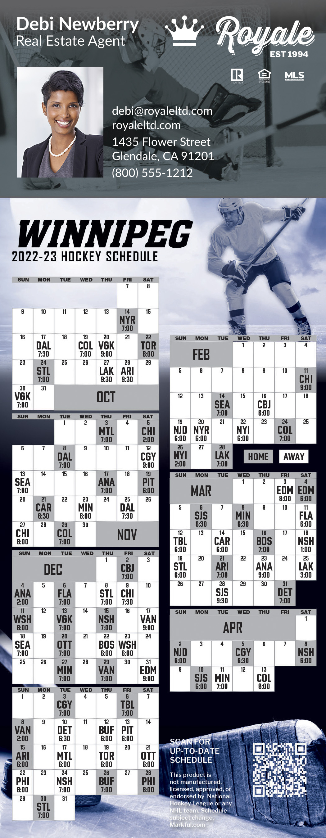 Picture of 2022-23 Custom QuickCard Hockey Magnets - Winnipeg Jets