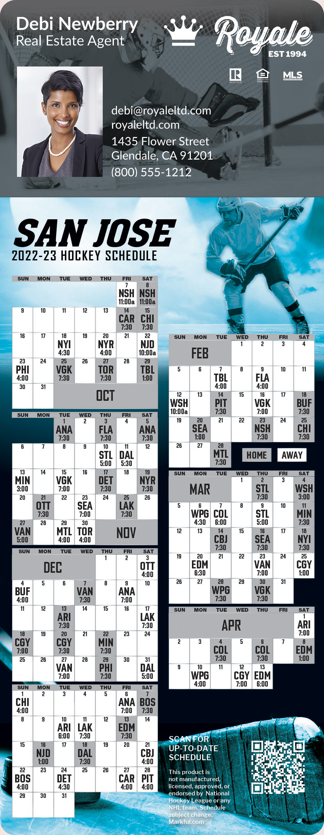 Picture of 2022-23 Custom QuickMagnet Hockey Magnets - San Jose Sharks