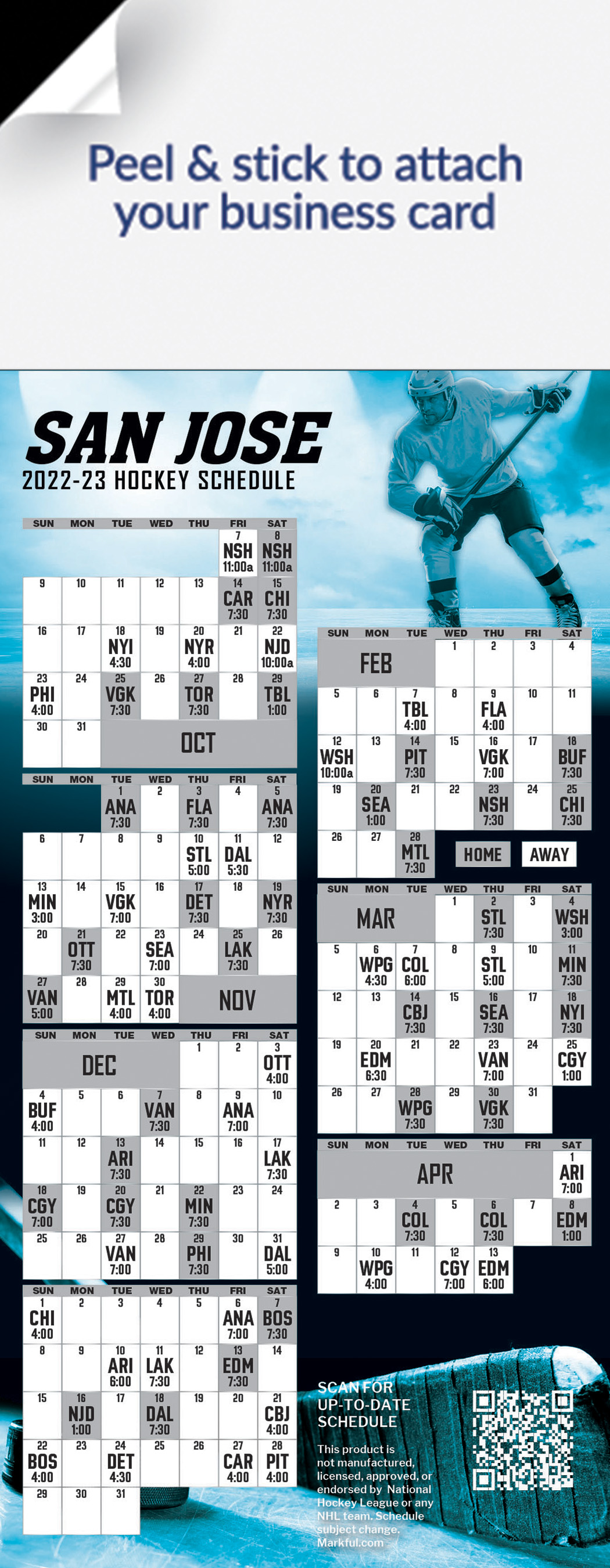 Picture of 2022-23 QuickStix Hockey Magnets - San Jose Sharks