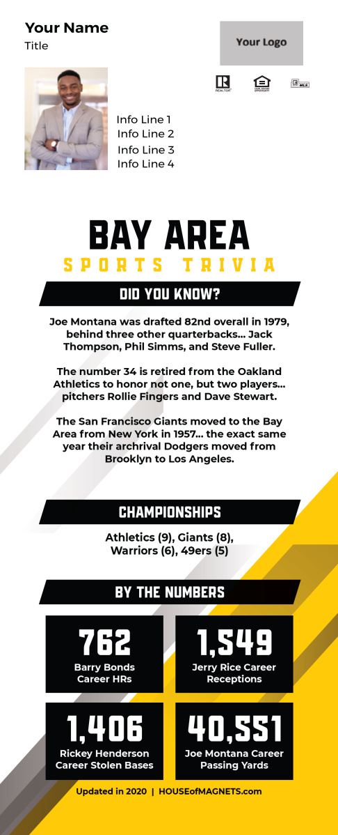 Picture of Custom Postcard Mailer Sports Trivia Magnets - Bay Area