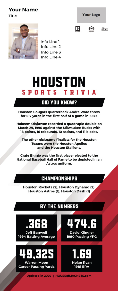 Picture of Custom Postcard Mailer Sports Trivia Magnets - Houston