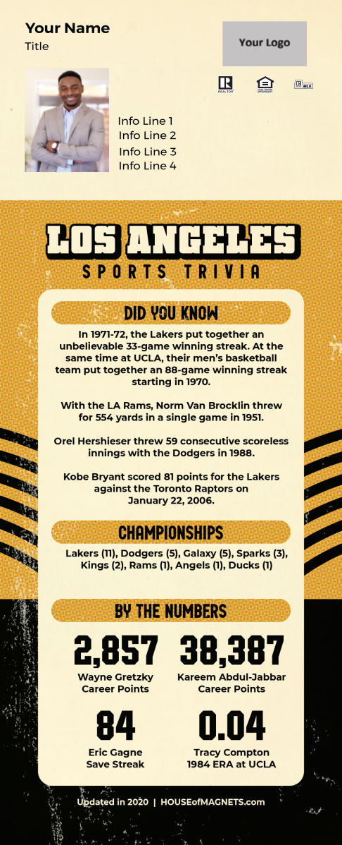Picture of Custom Postcard Mailer Sports Trivia Magnets - Los Angeles