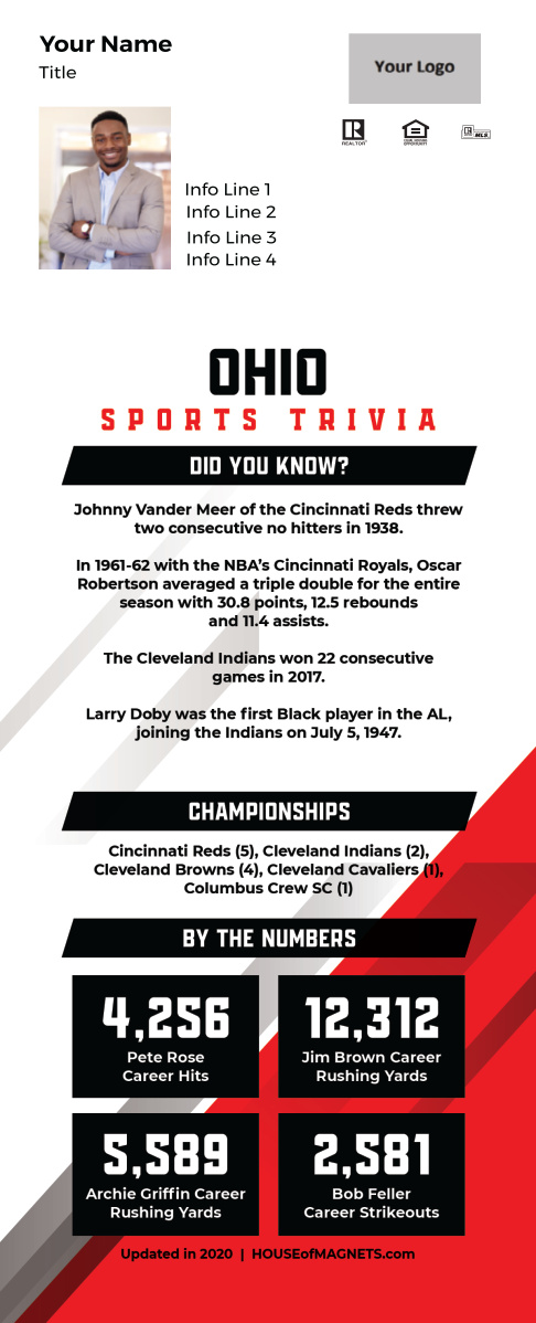 Picture of Custom Postcard Mailer Sports Trivia Magnets - Ohio