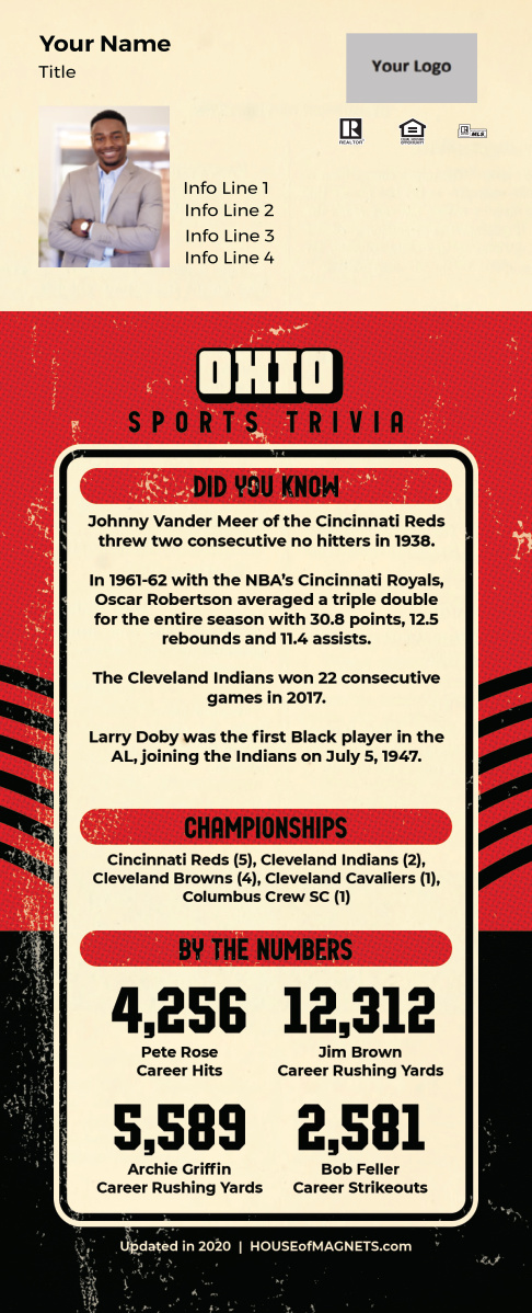 Picture of Custom Postcard Mailer Sports Trivia Magnets - Ohio
