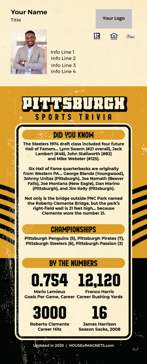 Picture of Custom Postcard Mailer Sports Trivia Magnets - Pittsburgh