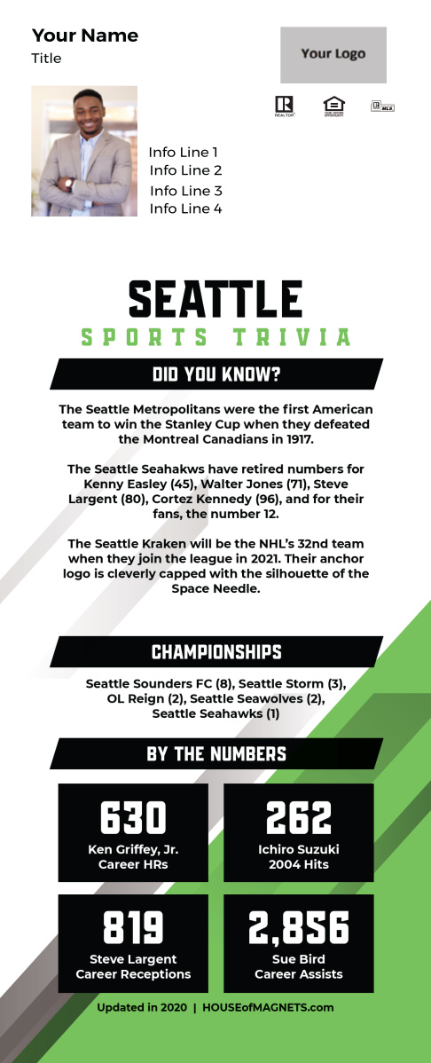Picture of Custom Postcard Mailer Sports Trivia Magnets - Seattle
