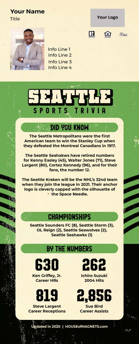 Picture of Custom Postcard Mailer Sports Trivia Magnets - Seattle