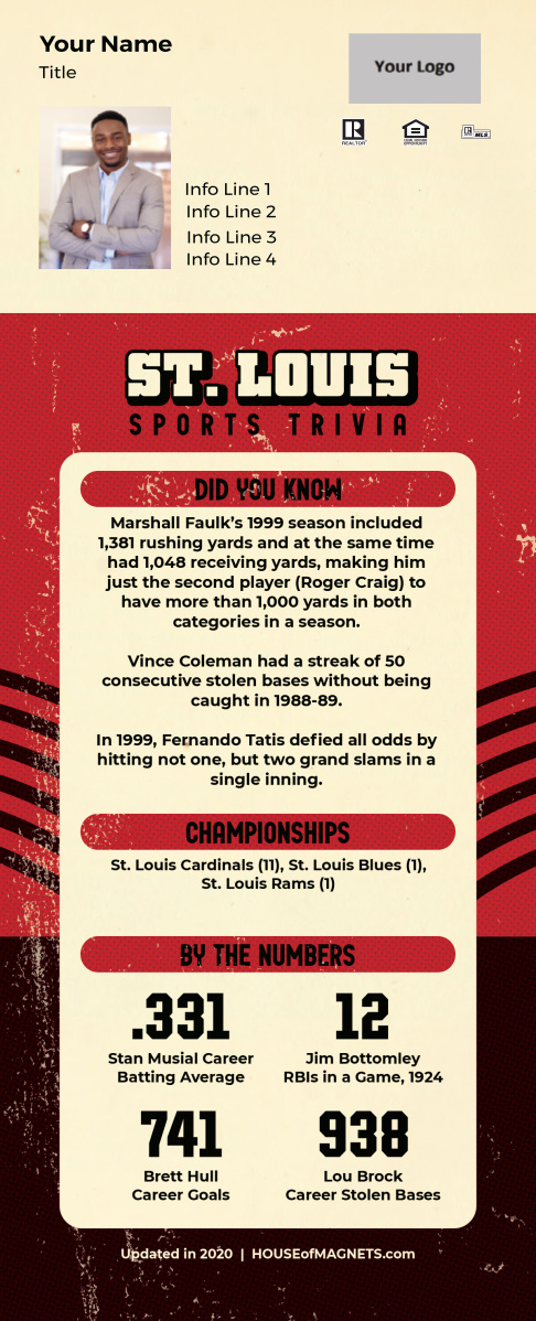 Picture of Custom Postcard Mailer Sports Trivia Magnets - St. Louis