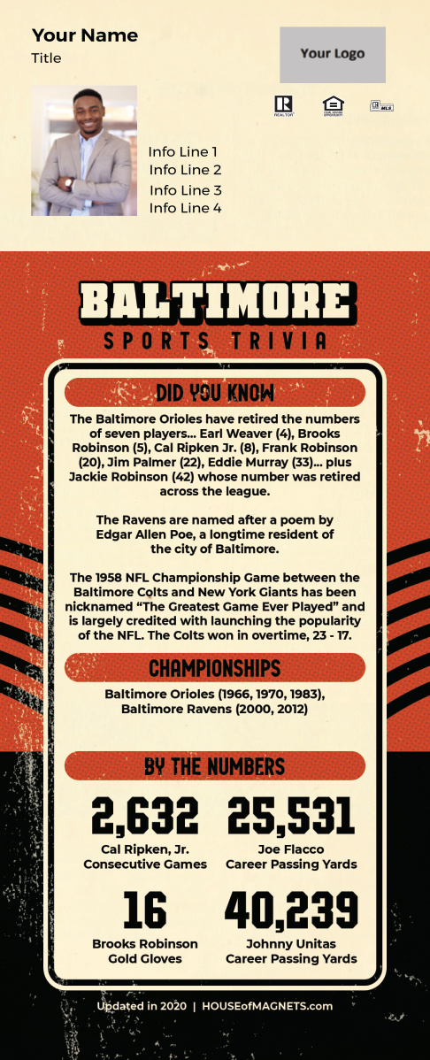 Picture of Custom QuickCard Sports Trivia Magnets - Baltimore