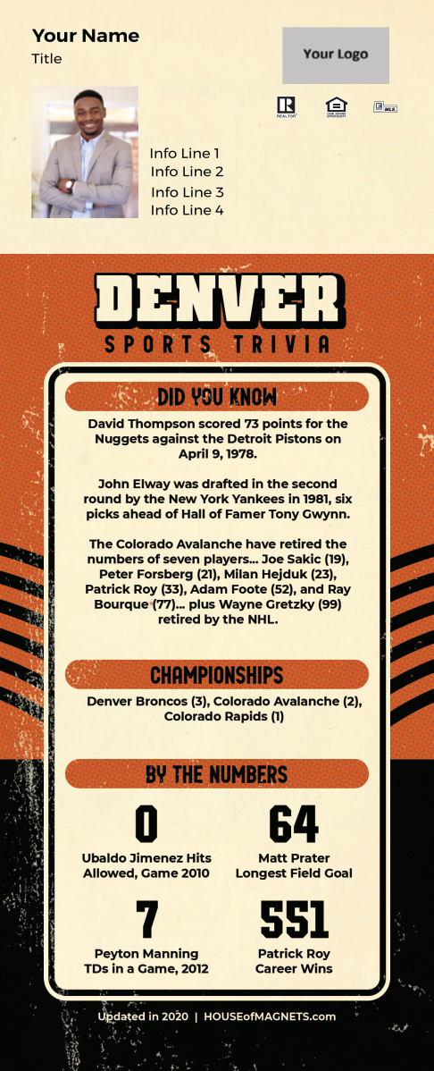 Picture of Custom QuickCard Sports Trivia Magnets - Denver