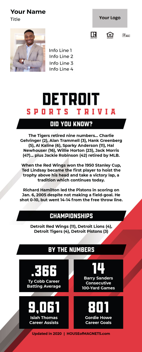 Picture of Custom QuickCard Sports Trivia Magnets - Detroit