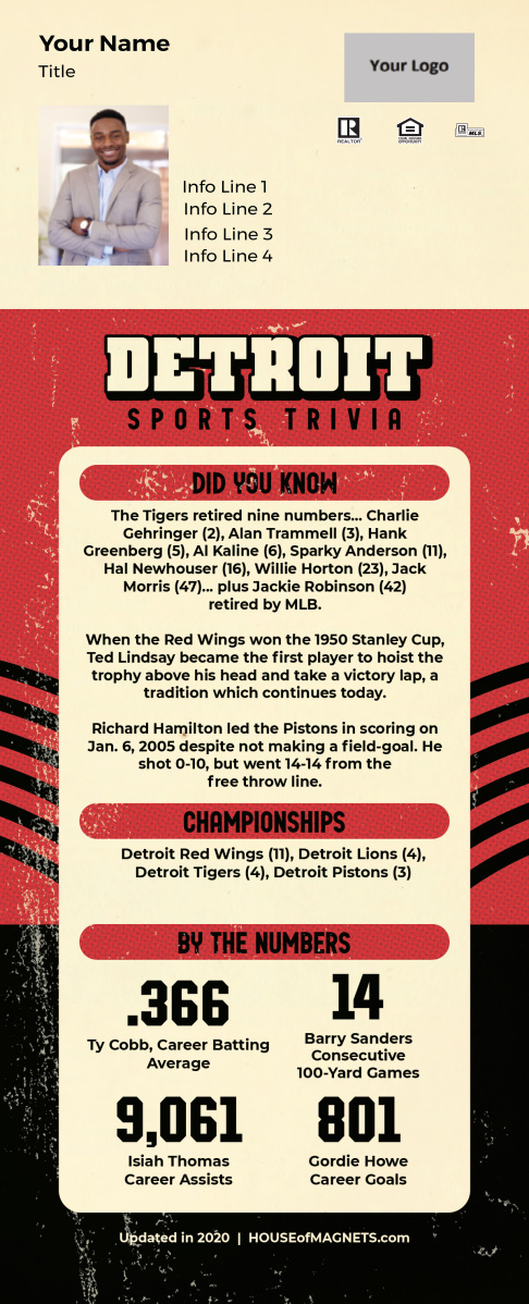 Picture of Custom QuickCard Sports Trivia Magnets - Detroit
