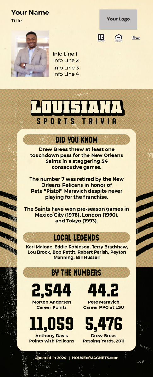 Picture of Custom QuickCard Sports Trivia Magnets - Louisiana