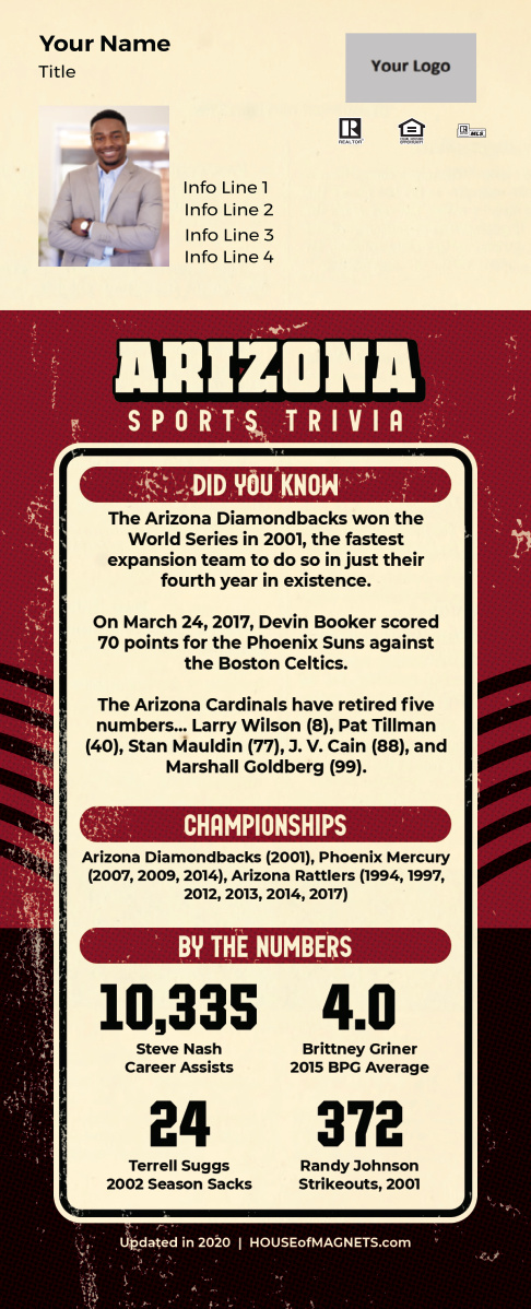Picture of Custom QuickCard Sports Trivia Magnets - Arizona