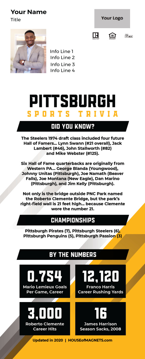 Picture of Custom QuickCard Sports Trivia Magnets - Pittsburgh