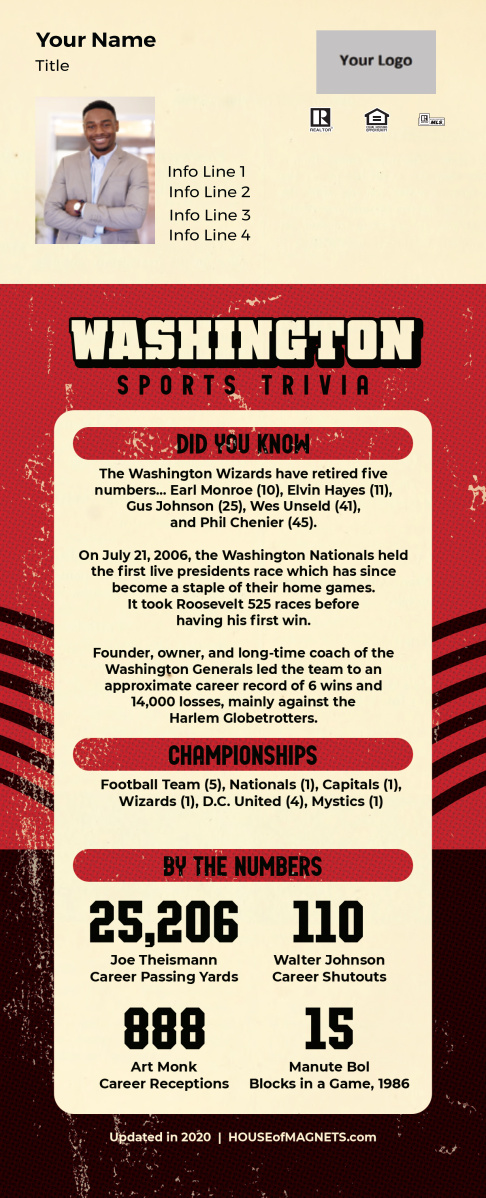 Picture of Custom QuickCard Sports Trivia Magnets - Washington D.C.