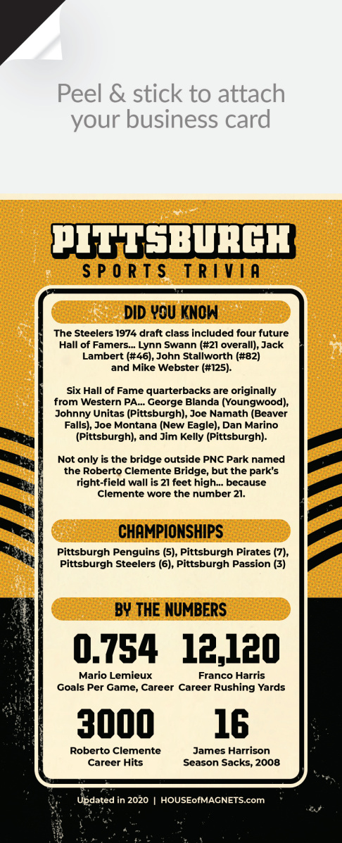 Picture of Custom QuickStix Sports Trivia Magnets - Pittsburgh