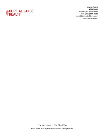 Picture of Core Alliance Realty White 70lb Letterhead