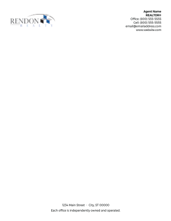 Picture of Rendon Realty White 70lb Letterhead