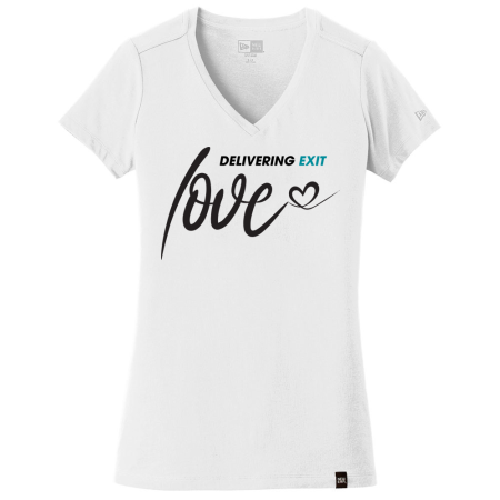 Picture of New Era® Heritage Blend V-Neck Tee - EXIT Love Heat Transfer - Women's White