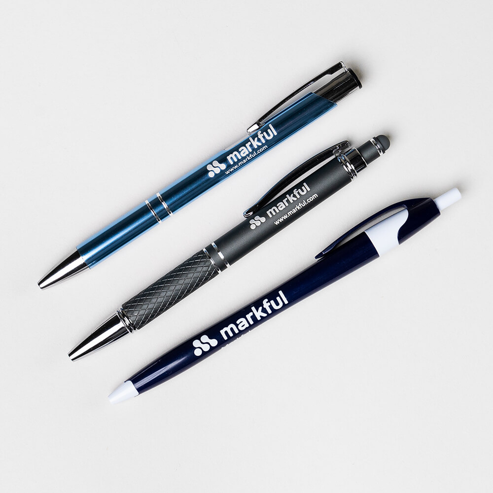 Personalized blue and black ink pens