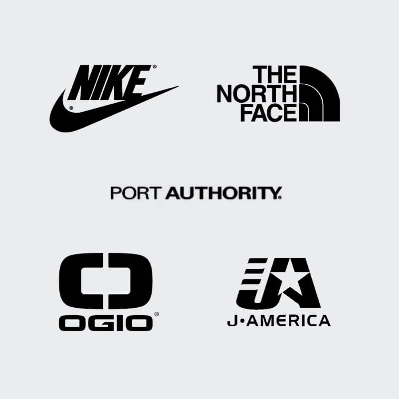 Featured Brands - Nike, North Face, Ogio, Port Authority, New Era