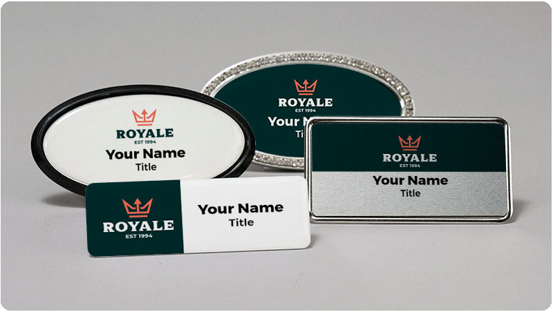 Your Logo Dome Finish Permium Personalised Name Badges Durable White Black 
