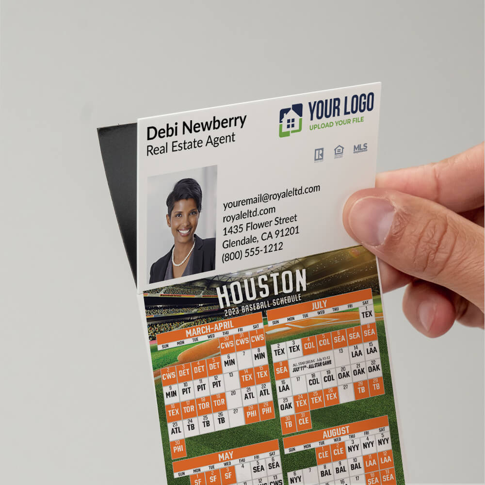 Apply any business card to these baseball schedules with the adhesive top