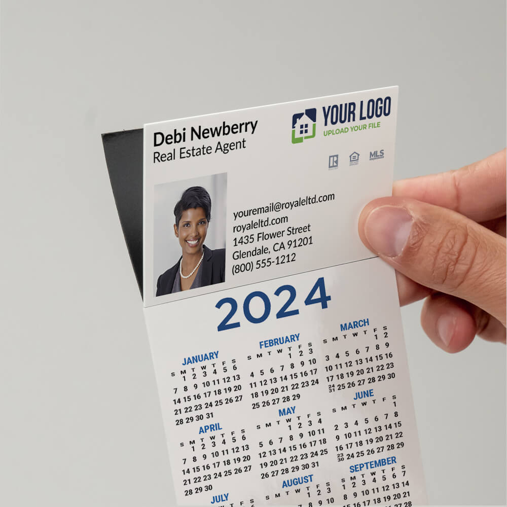 Apply any business card to these calendars with the adhesive top
