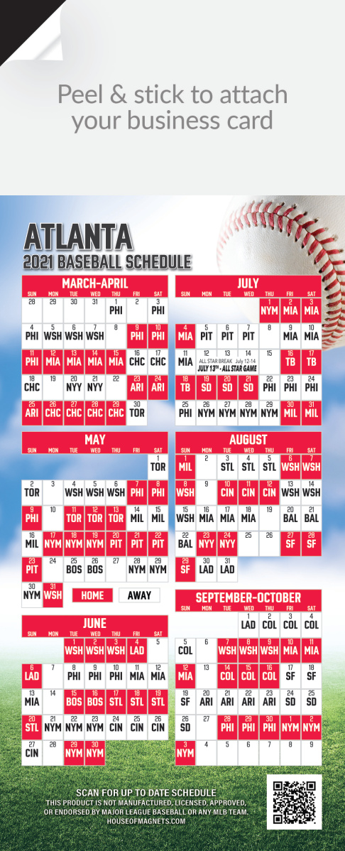 2021 Atlanta Braves Schedule Magnets & Magnetic Schedules | Markful