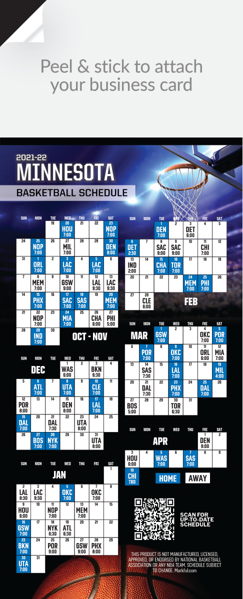 2021-22 Stock QuickStix Basketball Magnets - Minnesota Timberwolves 