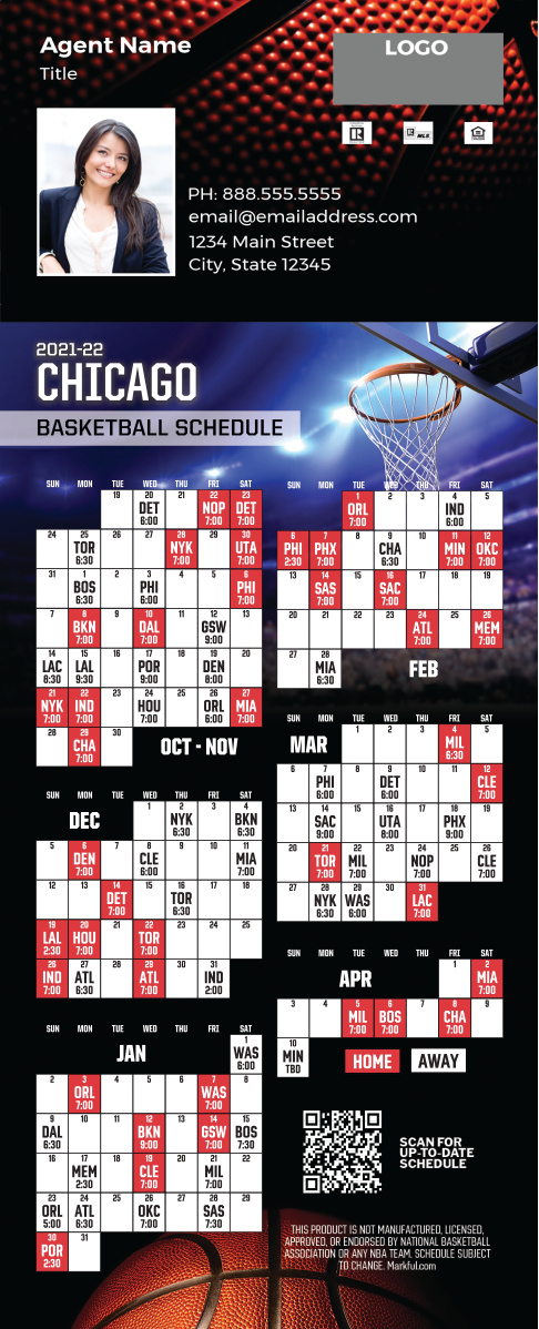2021-22 Custom QuickMagnet Basketball Magnets - Chicago Bulls 