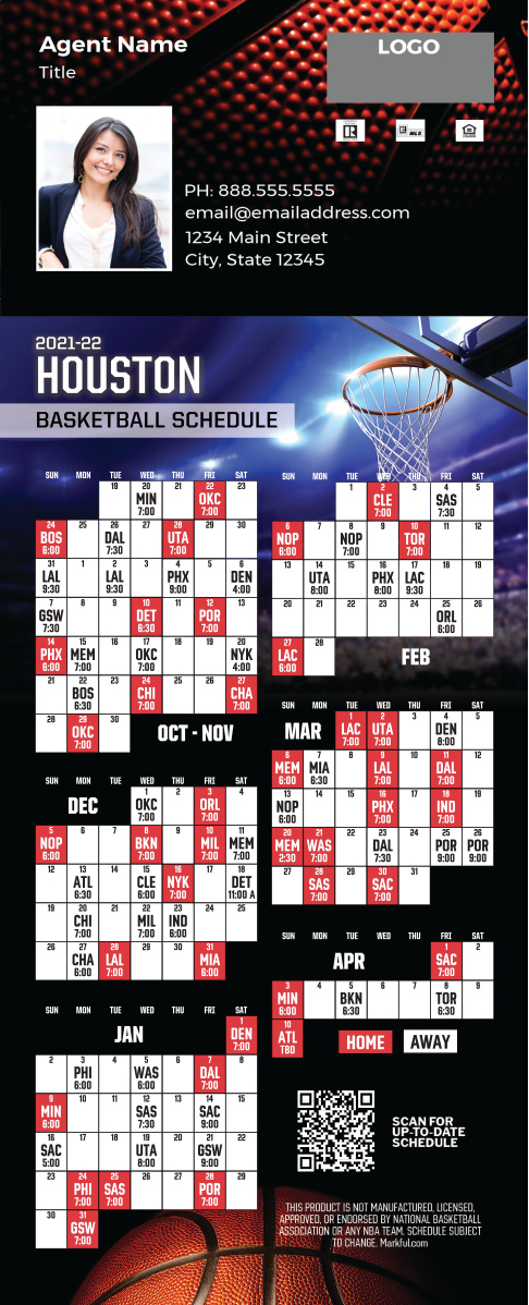 2021-22 Custom QuickMagnet Basketball Magnets - Houston Rockets 