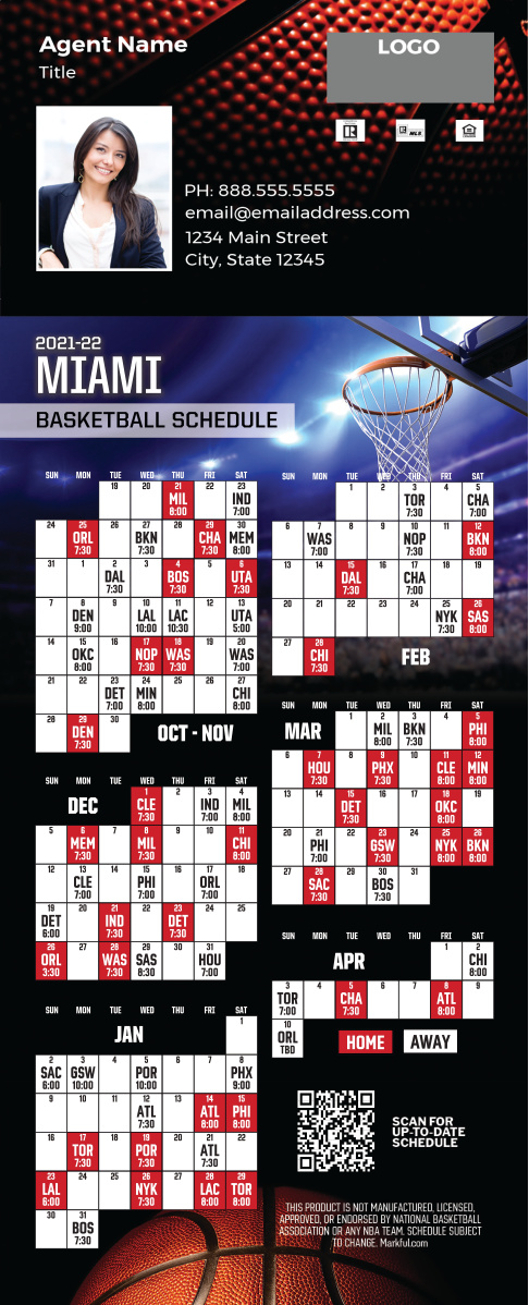 2021-22 Custom QuickMagnet Basketball Magnets - Miami Heat 