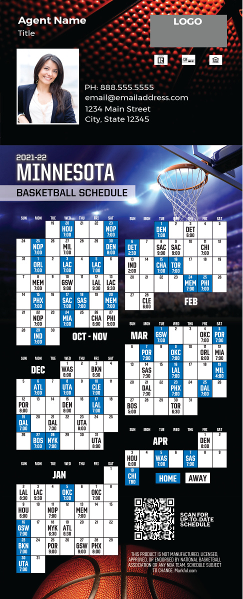 2021-22 Custom QuickCard Basketball Magnets - Minnesota Timberwolves 