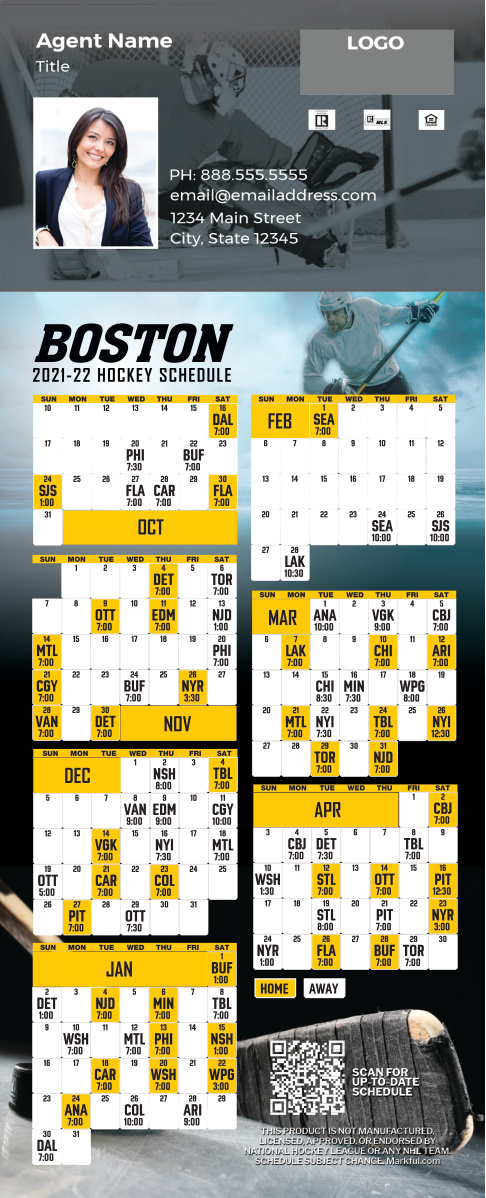 2021-22 Custom QuickCard Hockey Magnets - Boston Bruins