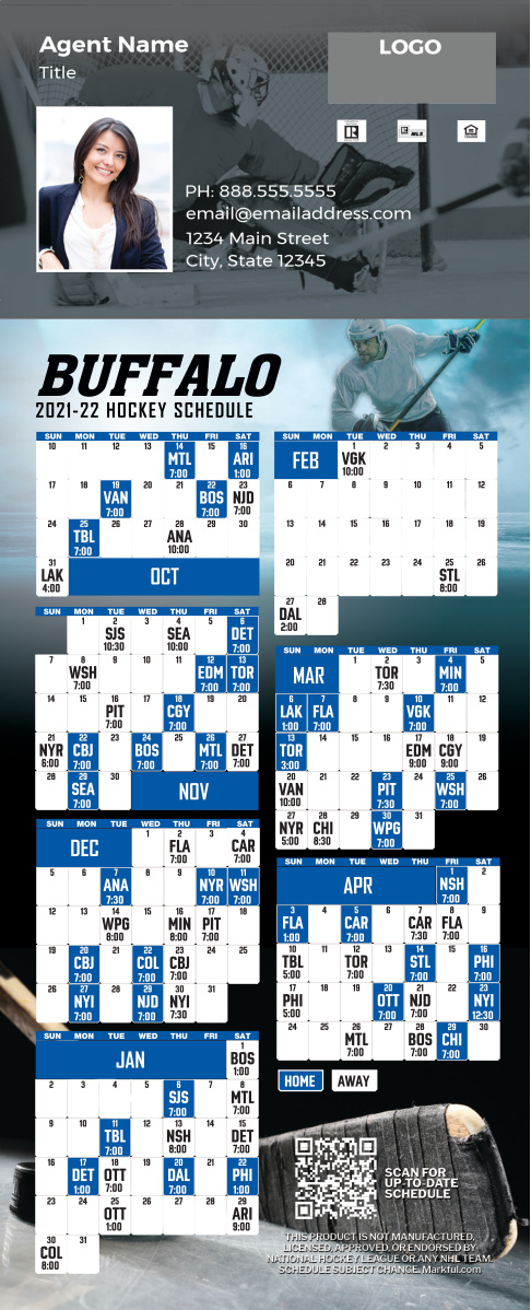 2021-22 Custom QuickCard Hockey Magnets - Buffalo Sabres