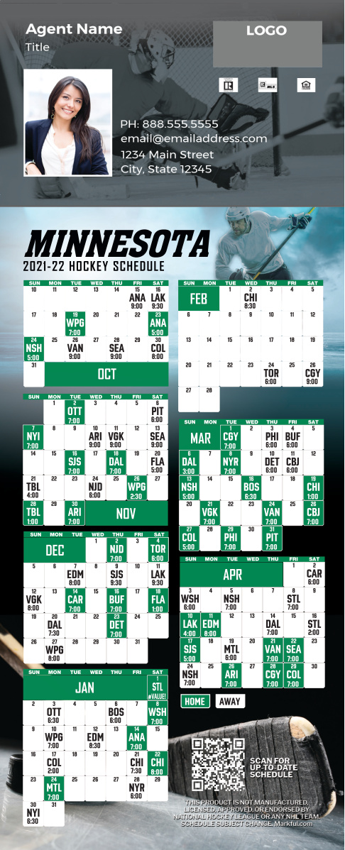 2021-22 Custom QuickCard Hockey Magnets - Minnesota Wild