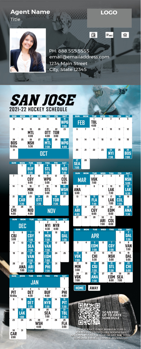 2021-22 Custom QuickCard Hockey Magnets - San Jose Sharks