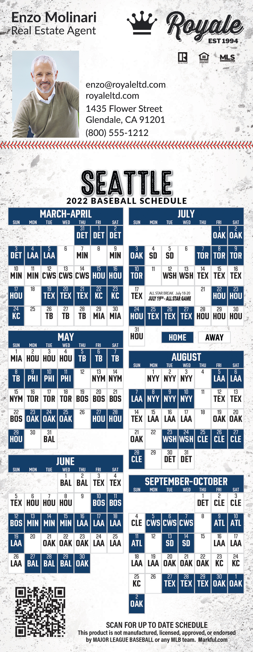 Mariners Schedule 2022 2022 Custom Quickcard Baseball Magnets - Seattle Mariners | Markful