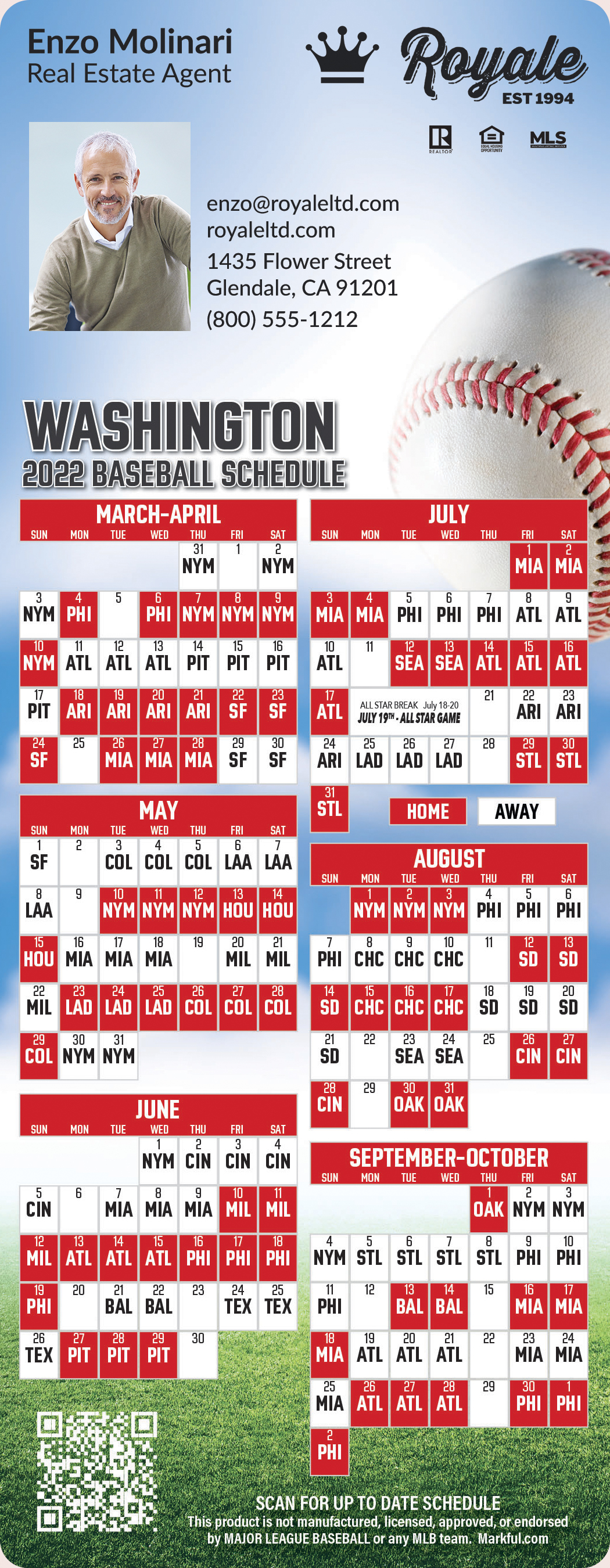 Nationals Baseball Schedule 2022 2022 Washington Nationals Schedule Magnets & Magnetic Schedules | Markful