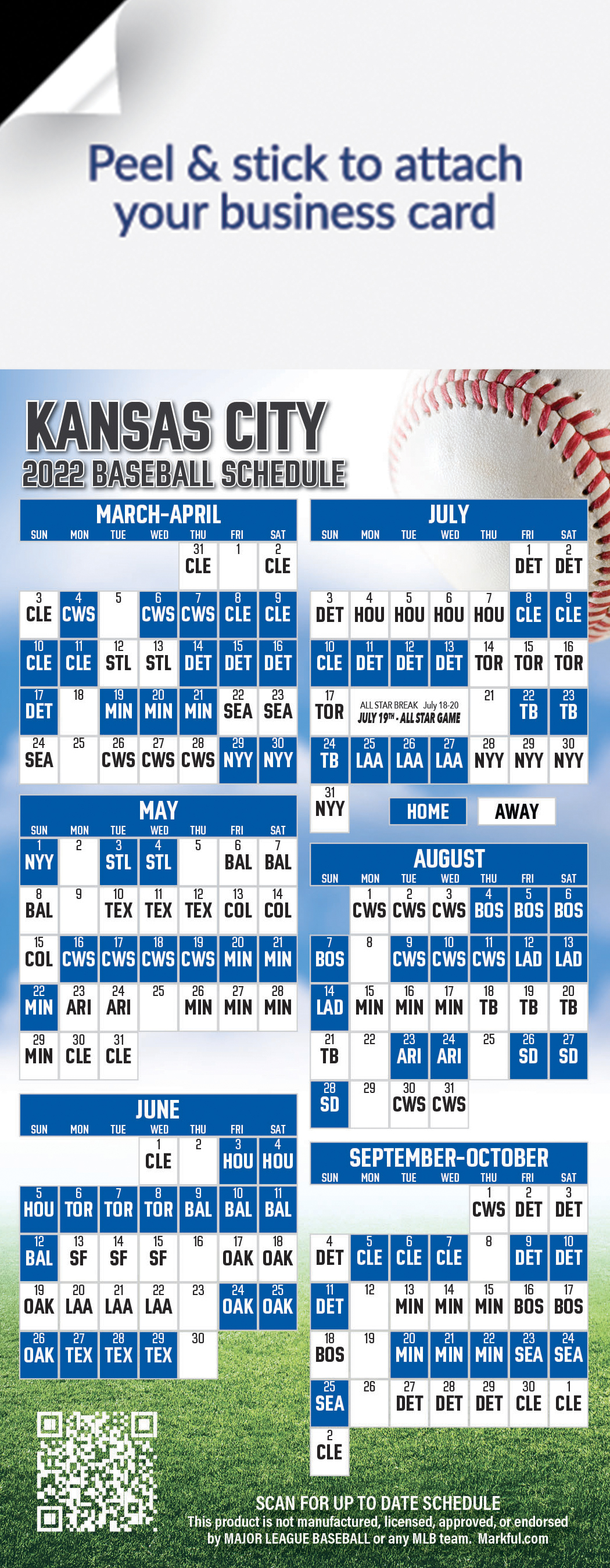 Kc Royals 2022 Schedule 2022 Kansas City Royals Schedule Magnets & Magnetic Schedules | Markful